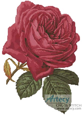 (image for) Pink Rose - Cross Stitch Chart