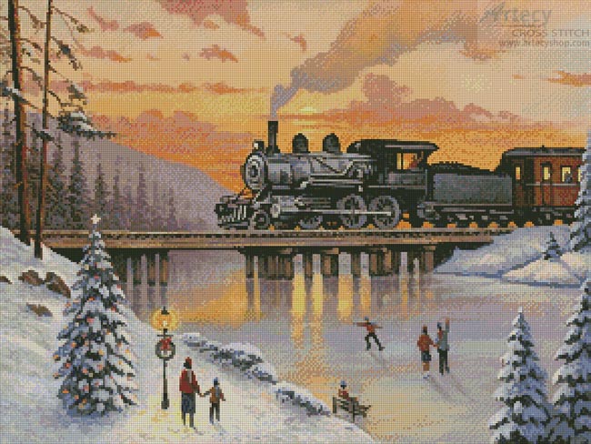 (image for) Railroad on the Ice Bridge - Cross Stitch Chart