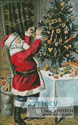 (image for) Santa Decorating Tree - Cross Stitch Chart