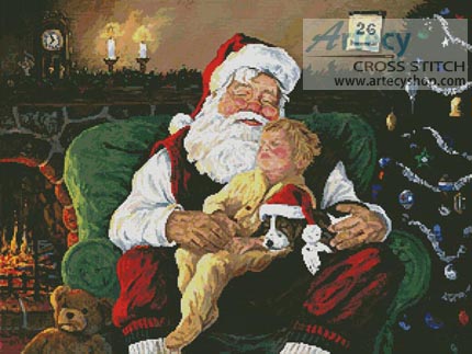 (image for) Santa with Child - Cross Stitch Chart