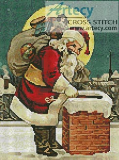 (image for) Santa with Chimney - Cross Stitch Chart