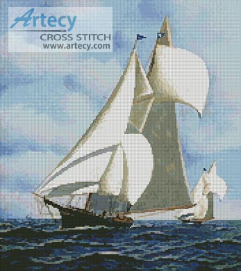 (image for) Sappho vs Livonia, Americas Cup 1871 - Cross Stitch Chart