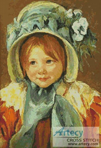 (image for) Sara in a Green Bonnet - Cross Stitch Chart