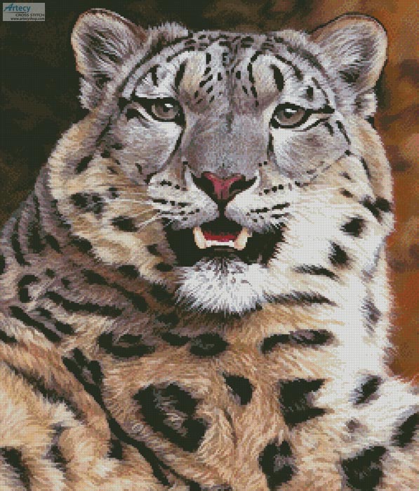 (image for) Snow Leopard Close Up - Cross Stitch Chart