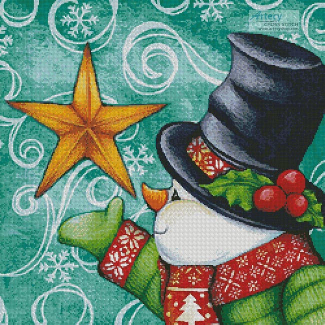(image for) Snowman with Star - Cross Stitch Chart