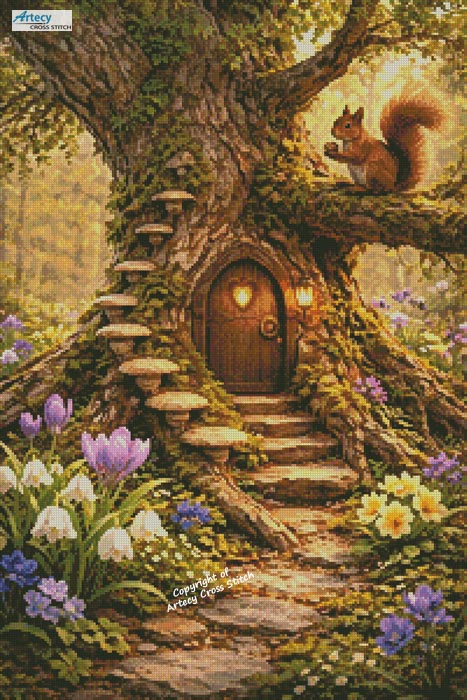 (image for) Squirrel's Treehouse - Cross Stitch Chart @