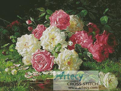 (image for) Still life with Roses 3 - Cross Stitch Chart