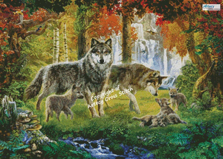 (image for) Summer Wolf Family - Cross Stitch Chart