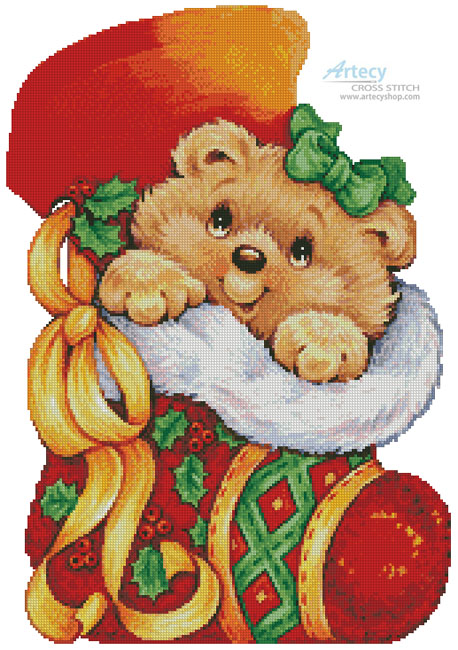 (image for) Teddy Christmas Stocking - Cross Stitch Chart