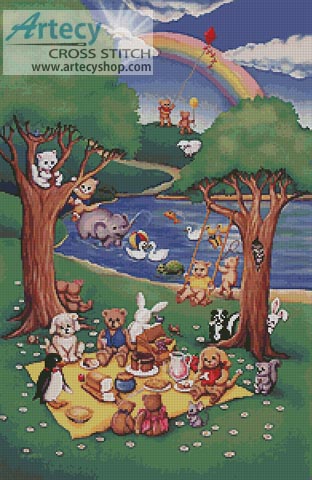 (image for) Teddy and Friends Picnic - Cross Stitch Chart