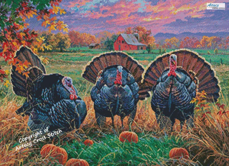 (image for) Thanksgiving Turkeys - Cross Stitch Chart