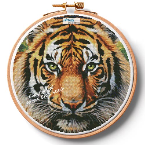 (image for) Tiger Close Up Portrait Hoop (Extra Large) - Cross Stitch Chart