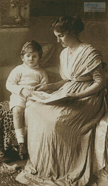 (image for) Vintage Mother and Son - Cross Stitch Chart