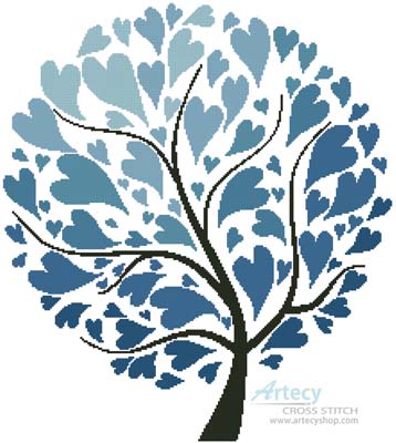 (image for) Winter Tree of Hearts - Cross Stitch Chart