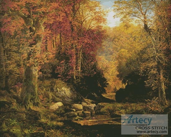 (image for) Woodland Interior with Rocky Stream - Cross Stitch Chart