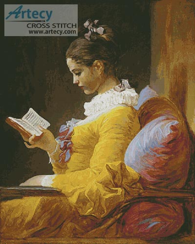 (image for) Young Girl Reading (Large) - Cross Stitch Chart