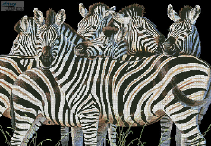 (image for) Zebra Huddle - Cross Stitch Chart