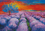 (image for) Lavender Field at Sunset (Large) - Cross Stitch Chart