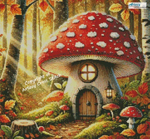 (image for) Autumn Toadstool House - Cross Stitch Chart @