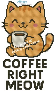 (image for) Coffee Right Meow (Facebook Group) - Cross Stitch Chart @
