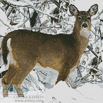 (image for) Deer in Snow - Cross Stitch Chart