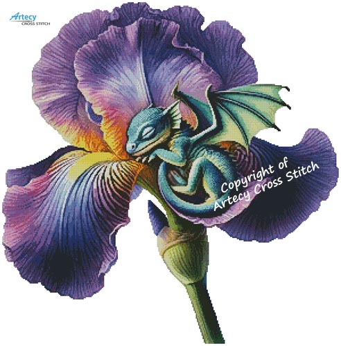 (image for) Dragon Iris (Large) - Cross Stitch Chart @