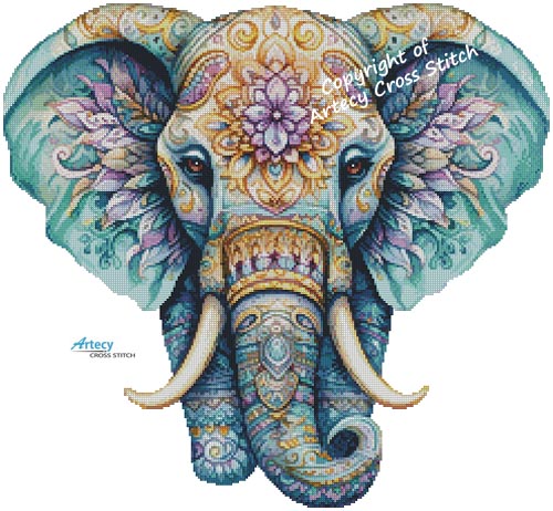 (image for) Elephant Mandala 1 (Large) - Cross Stitch Chart @