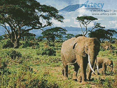 (image for) Elephants - Cross Stitch Chart