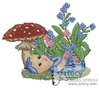 (image for) Forget Me Not Fairy Baby - Cross Stitch Chart