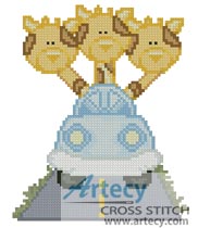 (image for) Giraffes in a Car - Cross Stitch Chart