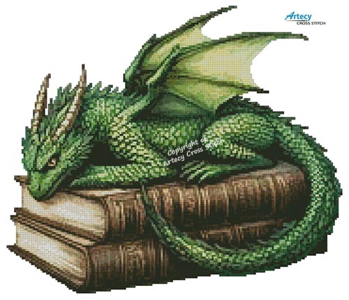 (image for) Green Dragon Book Guardian - Cross Stitch Chart @