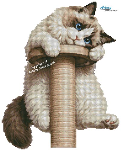(image for) Hanging in there Ragdoll - Cross Stitch Chart @