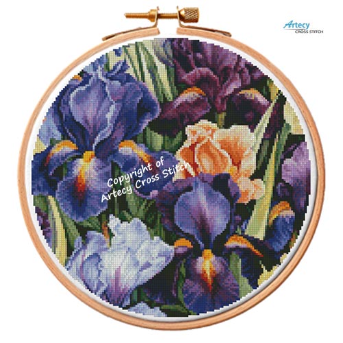 (image for) Iris Bunch Hoop - Cross Stitch Chart @