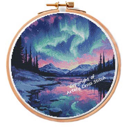 (image for) Northern Lights Hoop 2 - Cross Stitch Chart @