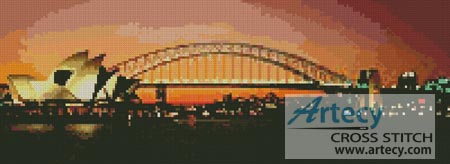 (image for) Sydney Harbour at Night - Cross Stitch Chart