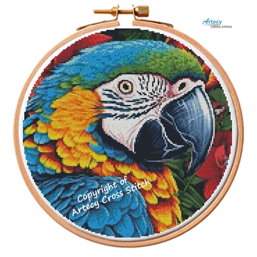(image for) Tropical Macaw 2 Hoop - Cross Stitch Chart @