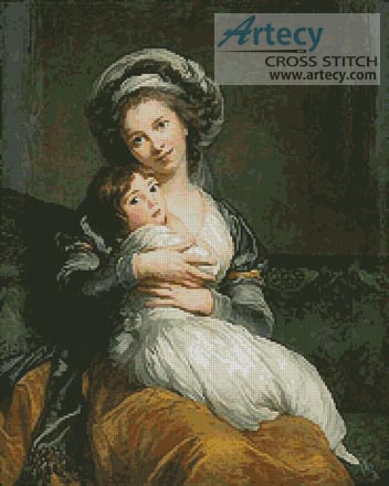 (image for) Vigee LeBrun with her Daughter - Cross Stitch Chart