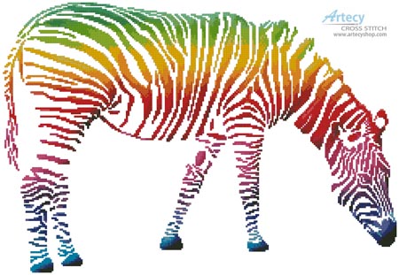 (image for) Zebra with Colourful Stripes - Cross Stitch Chart