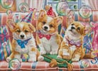 Mini Corgi Puppies at Birthday Party - Cross Stitch Chart (image for) Mini Corgi Puppies at Birthday Party - Cross Stitch Chart