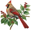 (image for) Mini Female Cardinal and Holly - Cross Stitch Chart @