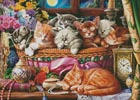 (image for) Night Kittens in a Basket - Cross Stitch Chart