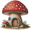 Red Toadstool Fairy House - Cross Stitch Chart @ (image for) Red Toadstool Fairy House - Cross Stitch Chart @