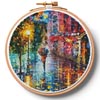 (image for) The Night Rain Hoop (Extra Large) - Cross Stitch Chart