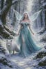(image for) Winter Fairy and Wolf (Large) - Cross Stitch Chart @