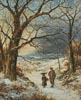 (image for) Winter Woodland Scene with Father and Child - Cross Stitch Chart